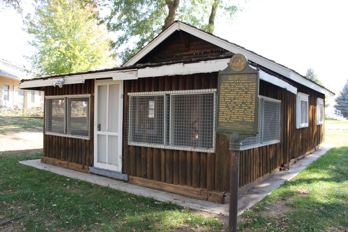 O.E. Rolvaag cabin moves to permanent location in humanities grove 